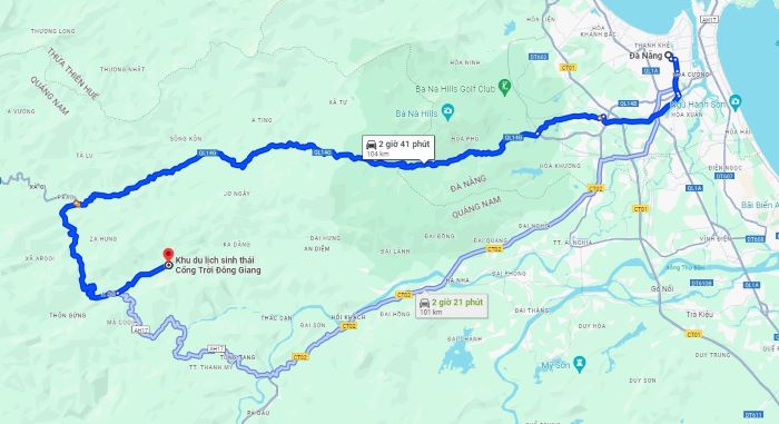 Cổng Trời Đông Giang cách Đà Nẵng bao nhiêu km